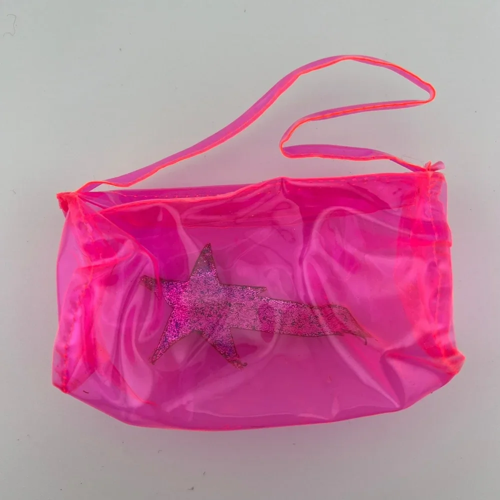 Vintage Barbie Concert Tour Neon Pink Vinyl Bag Purse‎ Accessory